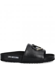 Кожаные шлепанцы с логотипом Love Moschino, черный