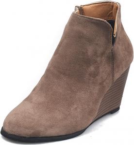 Женские ботильоны на танкетке ZBYY, модные замшевые ботинки с боковой молнией, ботильоны Челси, с толстым каблуком и круглым носком, хаки