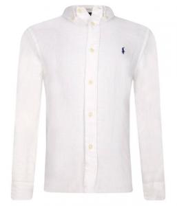 Рубашка детская Polo Ralph Lauren льняная с логотипом, белый