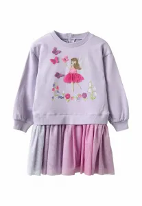 Платье из тюлевого трикотажа с аппликацией, прямого кроя. Jojo Maman Bébé, Purple
