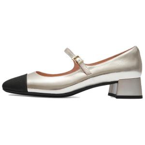 Туфли Мэри Джейн на массивном каблуке для женщин LE SAUNDA, Silver Svk