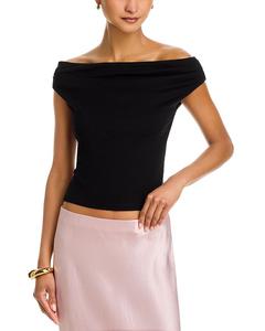 Топ с открытыми плечами из джерси - эксклюзив AQUA, черный