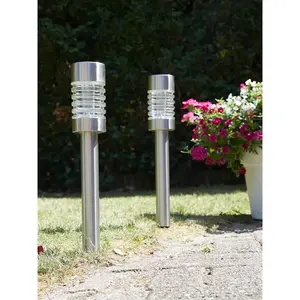 Садовый фонарь Солнечные садовые лампы - Torino - 2 штуки - серебро LED-модуль 2 шт. Круглогодичный солнечный свет Luxform, Stainless steel
