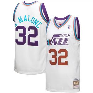 Мужская майка Mitchell & Ness Karl Malone White Utah Jazz 1991-92 Hardwood Classics Reload 3.0 Swingman