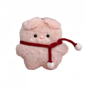 Fluffy bear Розовый поросенок пищащая плюшевая подвеска высота 11,5 см