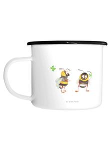 Эмалированная кружка XL "Шмели" "Клеверный лист" без слов, белая Mr. & Mrs. Panda