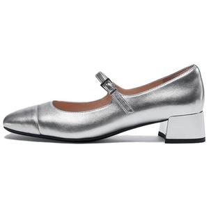 LE SAUNDA Туфли Мэри Джейн на массивном каблуке 3,5 см женские серебристые SVK, цвет Silver SVK