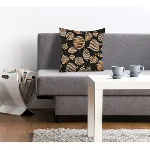 Декоративная подушка queence Celina, наволочка, Рождество, елочные шары, черный, праздничная, декоративная Queence, Kupferfarben/goldfarben/braun + bedruckt