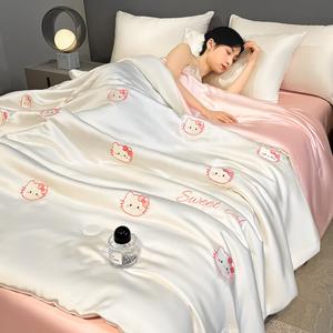 Antarctic Комплект летнего постельного белья из 4 предметов (одеяло, простыня, 2 наволочки), 2.0 м, цвет Sweet Cat - Milk White Powder, шелковистая ткань