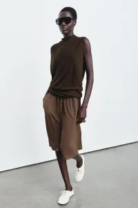 Светлый топ с высоким воротником Zara, бутылочно-зеленый