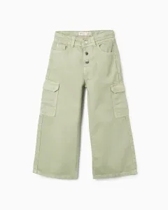 Детские брюки из саржи с широкими штанинами и карманами карго Zippy, светло-зеленый