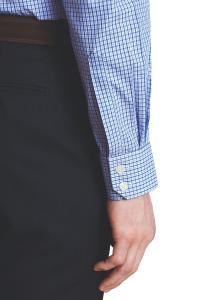 Мужская рубашка Charles Tyrwhitt Grid Check из эластичного твила без клея с одним манжетом, синий