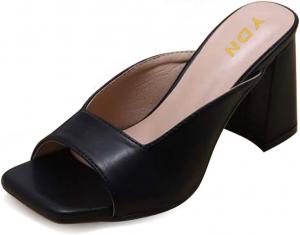 Женские босоножки YDN с открытым носком, квадратным каблуком и средним каблуком, на мягкой подошве, для повседневной носки, пляжа и улицы, размер 4-15 US, Black