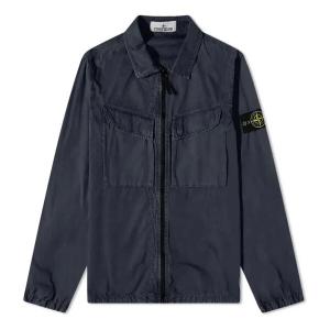 Куртка brushed cotton canvas zip overshirt 'navy' Stone Island, синий
