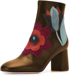 Женские ботильоны FSJ с круглым носком, массивным каблуком и цветочной вышивкой, удобные, размеры 4-15 США, Brown