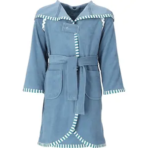 Детский халат для купания Mimmi, 1 шт., для девочек и мальчиков, с капюшоном и контрастной отделкой Vossen, Dusty blue