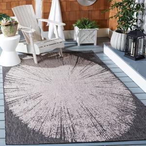 Ковер SAFAVIEH, 275 x 366 см, Washable Rug Outdoor Courtyard Collection - Beige & Black, Non-Shedding & Easy Cleaning, идеально для патио, заднего двора, прихожей (CY8893-36621)