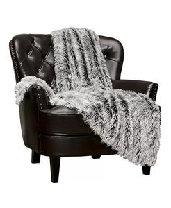 Длинное одеяло из искусственного меха волка премиум-класса — мягкое, пушистое одеяло — для кровати или дивана — 50 x 65 дюймов — желтое Chanasya, черный