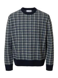 Свитер SELECTED SLHMIKOLAS, Night Blue/Light Blue