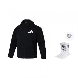 Спортивная куртка ZNE на молнии с капюшоном Adidas, черный (includes 3 pairs of adidas socks)