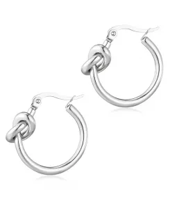 Серьги-Кольца с узлами из нержавеющей стали Adornia, silver