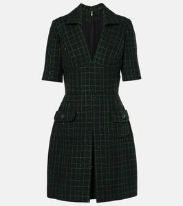 Мини-платье из твида Elie Saab, цвет black/marisa green