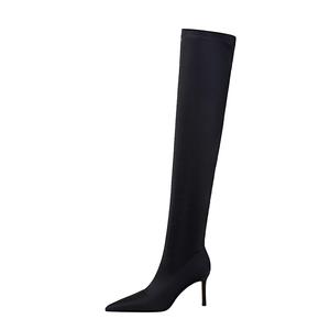 QITUMAUL Сапоги выше колена 8,5 см, женские, черные
