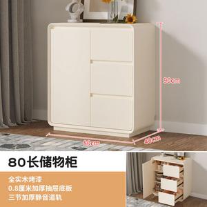 Yu Senyi Комод 80 см для гостиной и спальни из массива дерева с лаковым покрытием, 3 ящика, кремово-белый, итальянский стиль, с утолщенной задней стенкой