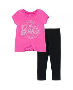 Комплект одежды из футболки и леггинсов для девочек, размеры от малышей до больших детей (2–14–16 лет) Barbie, розовый