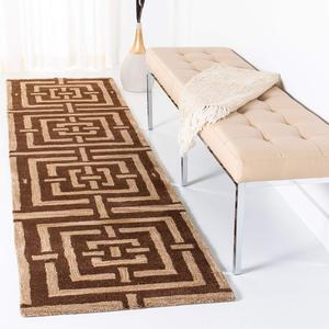 Ковер-дорожка SAFAVIEH, 69 x 275 см, Wyndham Collection, Brown, ручная работа, современная шерсть, идеален для помещений с высокой проходимостью в гостиной, спальне (WYD375A)