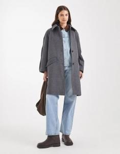 Полупальто средней длины ASOS DESIGN со стеганой подкладкой в ​​цвете «угольный меланж»