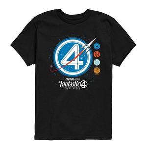 Футболка с принтом Fantastic Four: First Steps Space Logo для мальчиков 8-20 Marvel, Black