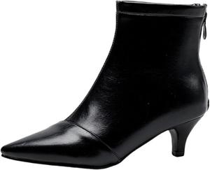 Женские ботильоны DEERBUNNY с острым носком и низким каблуком-стойкой, короткие ботинки, Black