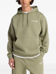 Флисовое худи с графичным линейным принтом New Balance, зеленый