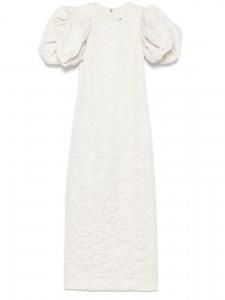 ROTATE BIRGER CHRISTENSEN жаккардовое платье миди с объемными рукавами, нейтральный