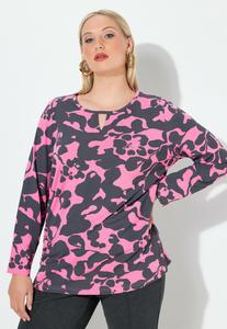 Топ Ulla Popken KEYHOLE, RUNDHALSSSCHNITT, LANGARM, Asphalt/Anthracite