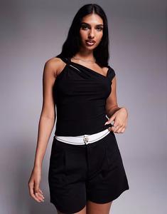 Топ с вырезами и перекрестными бретельками ASOS DESIGN черного цвета