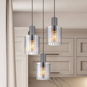 Подвесной светильник Globo Lighting Tulivar Typ B, дымчатое стекло / железо - 3-х ламповый