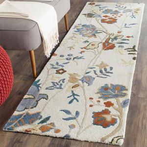 Ковер-дорожка SAFAVIEH, 69 x 244 см, Blossom Collection Ivory/Blue BLM975A ручной работы из премиальной шерсти и вискозы