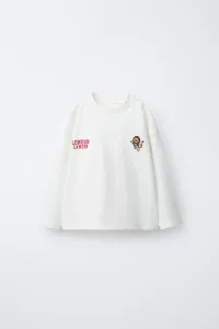 Футболка с вышитым львом Zara, белый