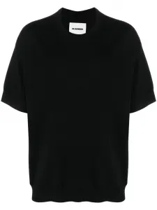Шерстяной джемпер с короткими рукавами JIL SANDER, черный