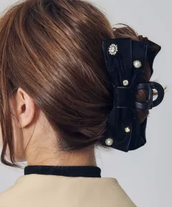 Декоративная бархатная заколка для волос в виде ленты Goldy, цвет Black