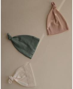 Платье унисекс в рубчик с узлом Mushie + шапочка - для малышей, розовый