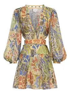 Мини-платье с цветочным принтом Casablanca Ixiah, зеленый