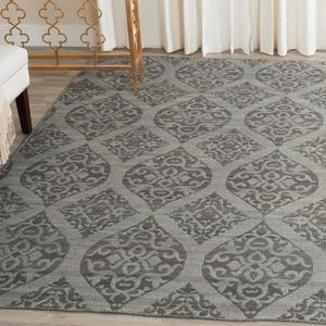 Ковер SAFAVIEH, 122 x 183 см, Kilim Collection, Grey & Dark Grey, ручной работы, плоское плетение из шерсти, идеально для помещений с высокой проходимостью: прихожая, гостиная, спальня (KLM224A)