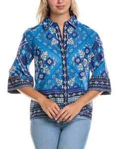 Джонни Вас рубашка с рукавом кимоно Johnny Was, синий