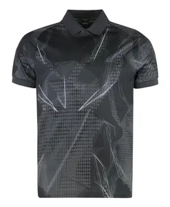 Поло из полиэстера с ребристыми манжетами Hugo, черный