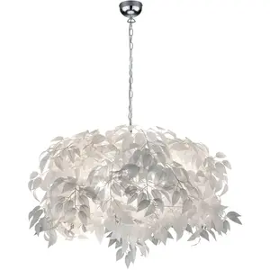 REALITY Люстра Kronleuchter Leavy E14 1 шт. теплый-белый - холодный белый подвесной светильник с дизайном в виде листа, подвесной светильник без 4xE14 макс. 28 Вт Reality Leuchten, Weiß nickel