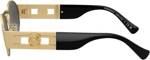 Солнцезащитные очки Versace унисекс, матовая золотистая оправа, темно-серые линзы, 56 мм