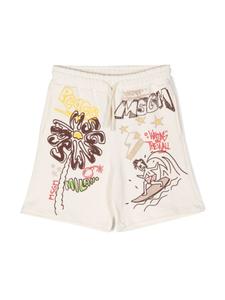 MSGM Kids шорты с графичным принтом, нейтральный цвет